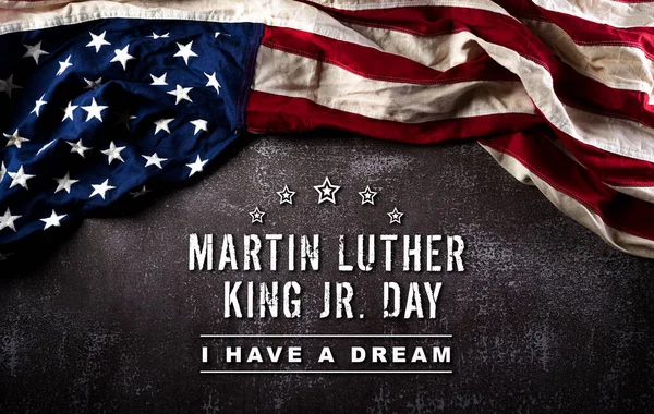 Happy Martin Luther King Day Konzept Amerikanische Flagge Vor Dunklem — Stockfoto