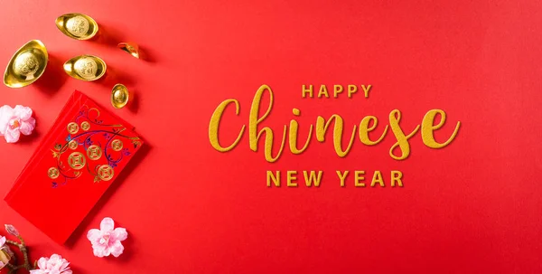 Decorações Festival Ano Novo Chinês Pow Pacote Vermelho Lingotes Laranja — Fotografia de Stock