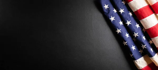 Happy Presidents Day Concept Flag United States Black Wooden Background — Stock Photo, Image