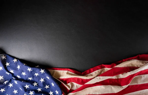 Happy Presidents Day Concept Flag United States Black Wooden Background — Stock Photo, Image