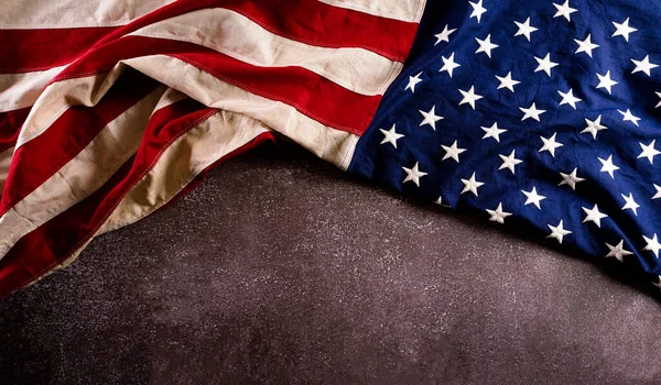 Feliz Concepto Del Día Conmemorativo Hecho Bandera Americana Sobre Fondo —  Fotos de Stock