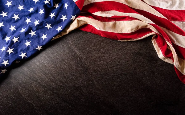 Anma Günün Kutlu Olsun Amerikan Bayrağından Yapılmış Kara Taş Arka — Stok fotoğraf