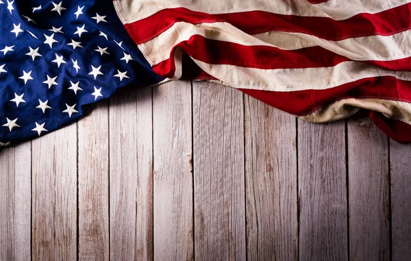 Happy Memorial Day Concept Κατασκευασμένο Από Αμερικάνικη Σημαία Παλιό Ξύλινο — Φωτογραφία Αρχείου