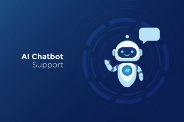 AI Chatbot Müşteri Hizmeti Teknolojisi İllüstrasyon Robot Asistanı