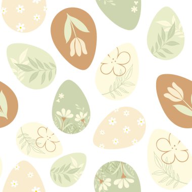 Yumuşak Pastel Çiçekli ve Botanik Elementli Kusursuz Paskalya Yumurtası Deseni
