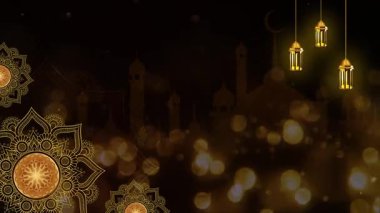 Ramazan Kareem ve Kurban Bayramı etkinlikleri için boş alanlı arka plan animasyonu döngüsü. Ramazan etkinlikleri, Bayram pankartları, reklam panoları ve sosyal medya karşılama arkaplanları için kullanılabilir.