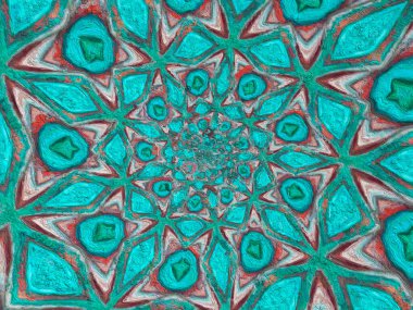 Psikedelik Mandala tarzı soyut arkaplan kaba kağıt dokusu resimlemesi