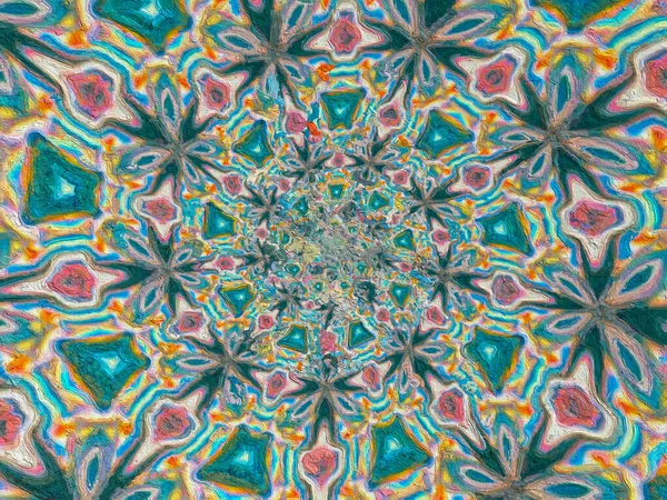 Psychedelische Mandala Stil Abstrakten Hintergrund Mit Rauen Papier Textur Illustration — Stockfoto