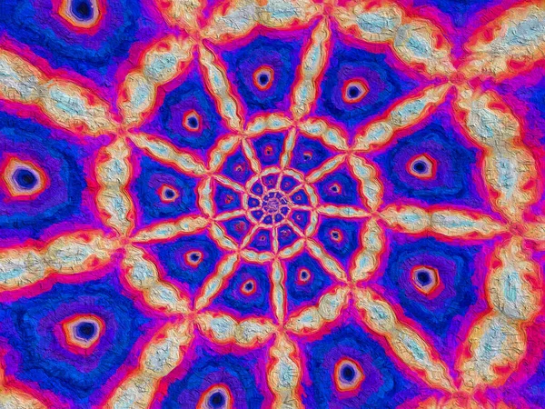 Psychedelic Mandala Στυλ Αφηρημένη Φόντο Τραχύ Χαρτί Υφή Εικονογράφηση — Φωτογραφία Αρχείου