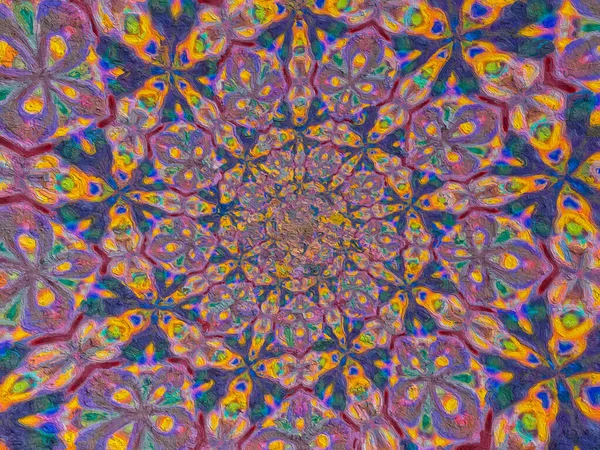 Psikedelik Mandala Tarzı Soyut Arkaplan Kaba Kağıt Dokusu Resimlemesi — Stok fotoğraf