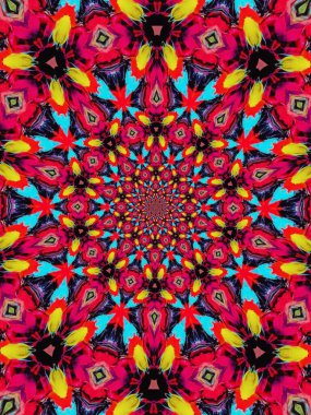 Psikedelik Mandala tarzı soyut arkaplan kaba kağıt dokusu resimlemesi