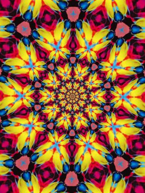 Psikedelik Mandala tarzı soyut arkaplan kaba kağıt dokusu resimlemesi