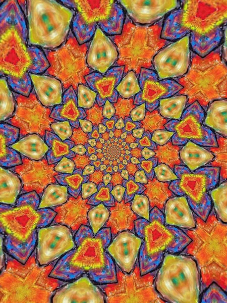 Psychedelische Mandala Stil Abstrakten Hintergrund Mit Rauen Papier Textur Illustration — Stockfoto