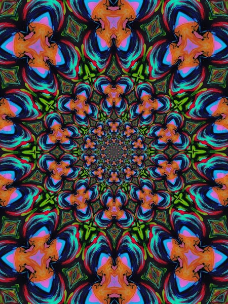 Psykedelisk Mandala Stil Abstrakt Bakgrund Med Grov Papper Textur Illustration — Stockfoto