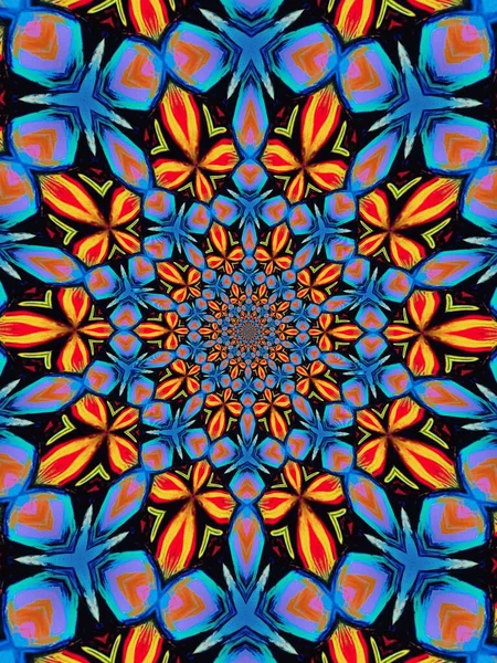 Psychedelische Mandala Stil Abstrakten Hintergrund Mit Rauen Papier Textur Illustration — Stockfoto