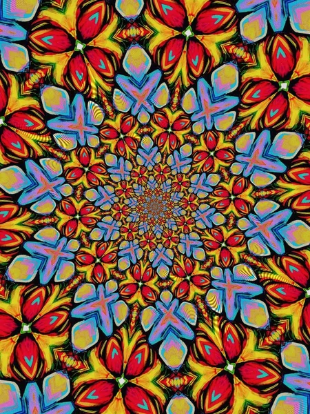 Psychedelische Mandala Stil Abstrakten Hintergrund Mit Rauen Papier Textur Illustration — Stockfoto