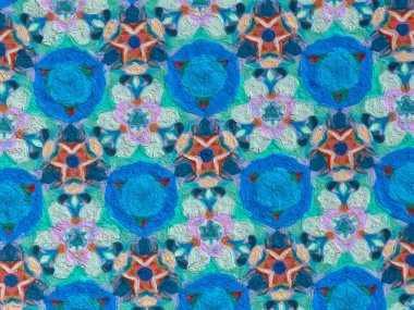 Psikedelik Mandala tarzı soyut arkaplan kaba kağıt dokusu resimlemesi