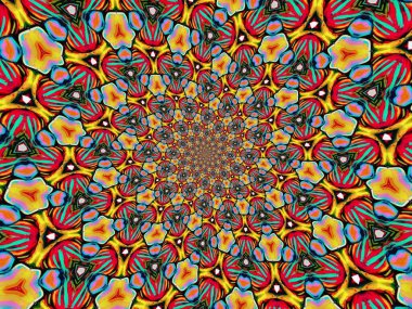 Psikedelik Mandala tarzı soyut arkaplan kaba kağıt dokusu resimlemesi