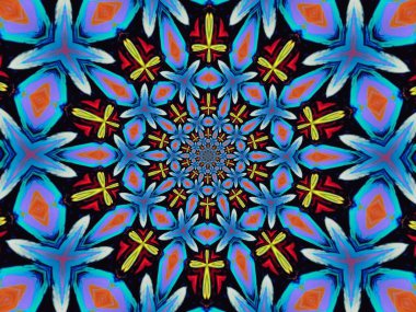 Psikedelik Mandala tarzı soyut arkaplan kaba kağıt dokusu resimlemesi