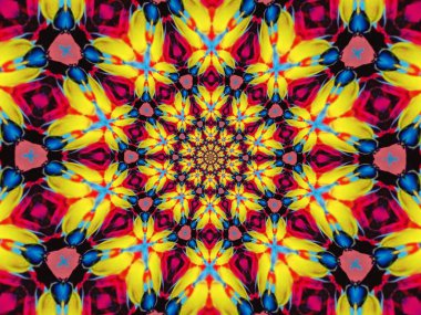 Psikedelik Mandala tarzı soyut arkaplan kaba kağıt dokusu resimlemesi