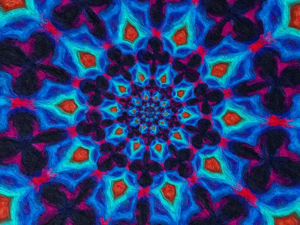 Psychedelische Mandala Stijl Abstracte Achtergrond Met Ruwe Papier Textuur Illustratie — Stockfoto