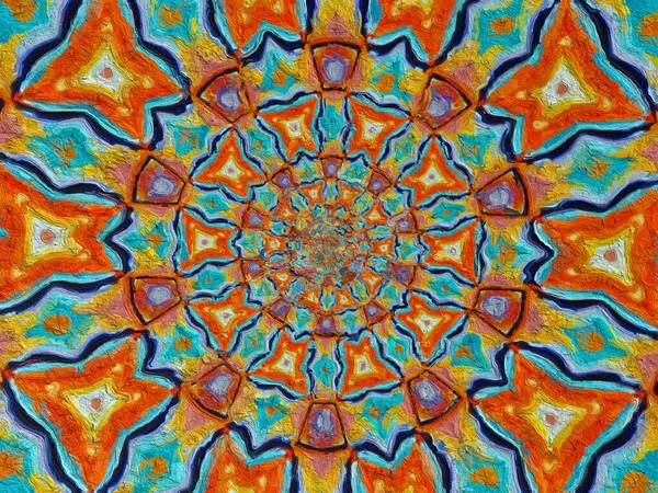 Psychedelic Mandala Στυλ Αφηρημένη Φόντο Τραχύ Χαρτί Υφή Εικονογράφηση — Φωτογραφία Αρχείου