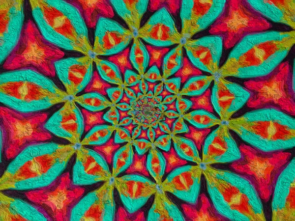 Psychedelic Mandala Στυλ Αφηρημένη Φόντο Τραχύ Χαρτί Υφή Εικονογράφηση — Φωτογραφία Αρχείου