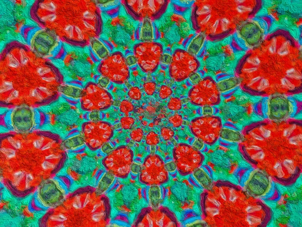 Psykedelisk Mandala Stil Abstrakt Bakgrund Med Grov Papper Textur Illustration — Stockfoto