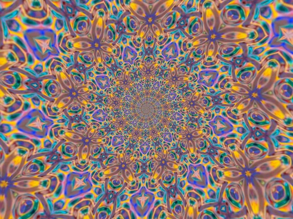 Psychedelic Mandala Style Abstract Background Rough Paper Texture Illustration — Stock Photo, Image