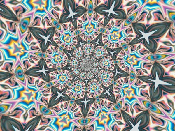 Psychedelic Latar Belakang Abstrak Gaya Mandala Dengan Ilustrasi Tekstur Kertas — Stok Foto