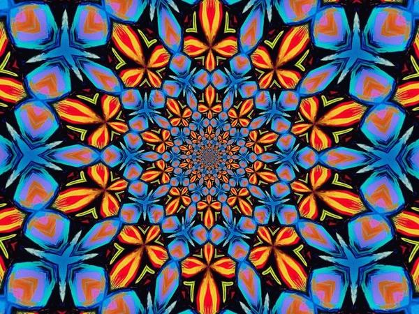 Psychedelische Mandala Stil Abstrakten Hintergrund Mit Rauen Papier Textur Illustration — Stockfoto