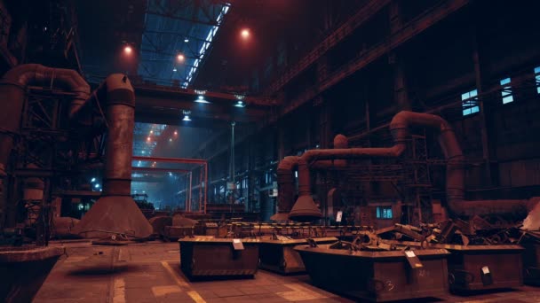 Metallurgische fabriek gieterij interieur binnen, zware industrie — Stockvideo