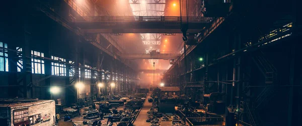 Panorama da planta metalúrgica. Produção industrial de aço. Fábrica de siderurgia. Fundição de indústria pesada — Fotografia de Stock