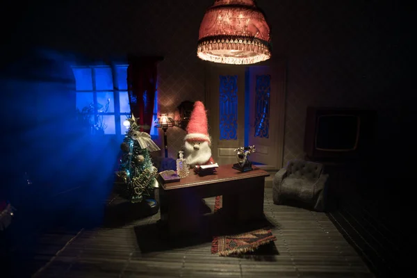 Natale Capodanno Concetto Vacanze Realistico Salotto Delle Bambole Con Mobili — Foto Stock