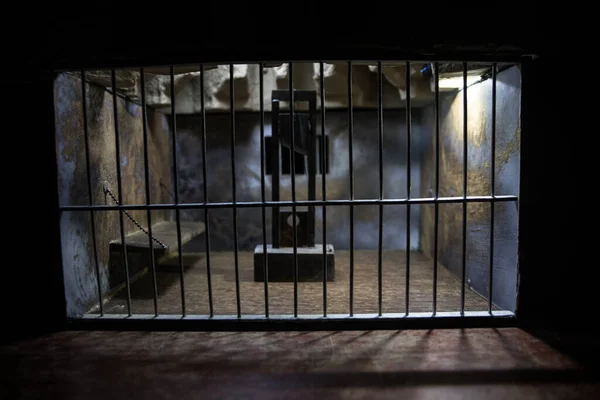 Concept Exécution Peine Mort Guillotine Miniature Intérieur Vieille Prison Vieille — Photo