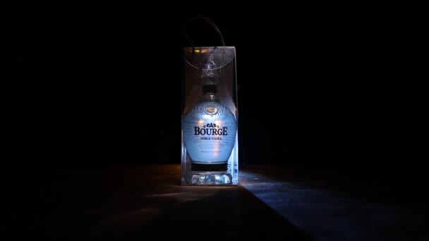 Baku Azerbaijan Jan 2021 Bourge Vodka Uma Marca Vodka Produzida — Vídeo de Stock