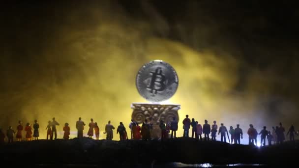 Imagens Close Bitcoin Fundo Escuro — Vídeo de Stock