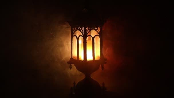 Arabic Lantern Candle Night Islamic Holiday Muslim Holy Month Ramadan — Stock Video