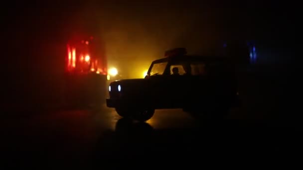 Sirène Vintage Ronde Bleue Rouge Voiture Police Dans Obscurité Sirène — Video