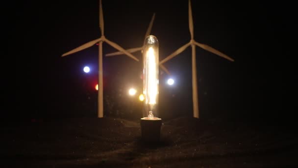 Electricité Électricité Dans Nature Concept Énergie Propre Turbines Éoliennes Produisant — Video