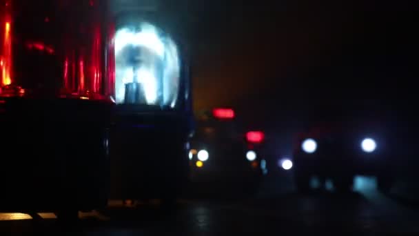 Polizeiautos Blau Und Rot Runde Oldtimer Sirenen Dunkelheit Rotierende Polizeisirene — Stockvideo