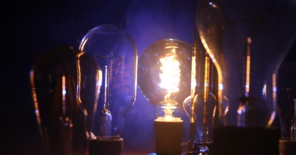 Footage Retro Luxury Interior Bulb Lighting Lamp Decor Glowing Dark — Stock Video