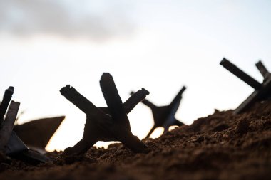 2. Dünya Savaşı canlandırması (D-Day). Oyuncak askerler, çıkarma gemileri ve kirpilerle yaratıcı dekorasyon. 6 Haziran 1944 'te Normandiya' ya inen savaş sahnesi. Seçici odak