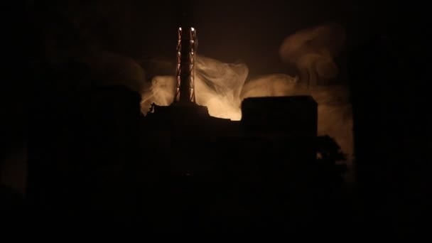 Ядерна Електростанція Темному Тлі Містичним Світлом Вибуху Чорнобильська Катастрофа Концепція — стокове відео
