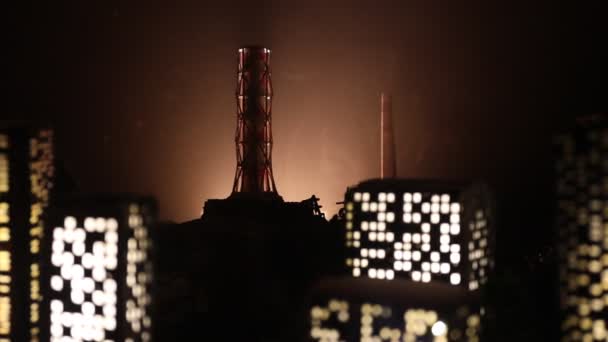 Tubo Central Nuclear Sobre Fondo Oscuro Con Luz Mística Explosión — Vídeo de stock