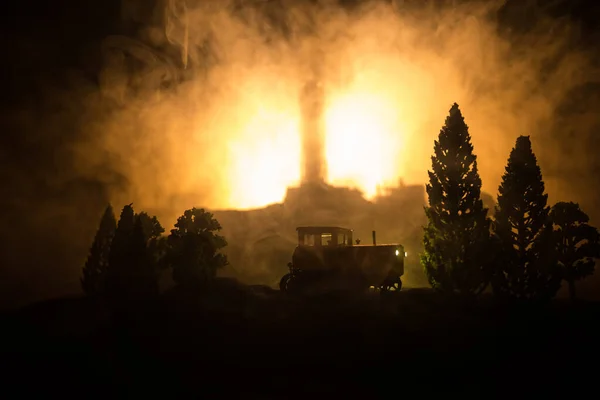 Kreative Dekoration Der Kunstwerke Kernkraftwerk Tschernobyl Der Nacht Anlage Des — Stockfoto