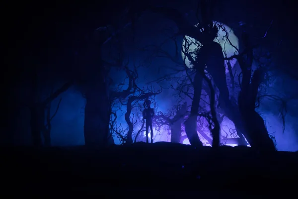 Blutrünstige Zombies Greifen Konzept Silhouette Eines Gruseligen Zombie Der Nachts — Stockfoto
