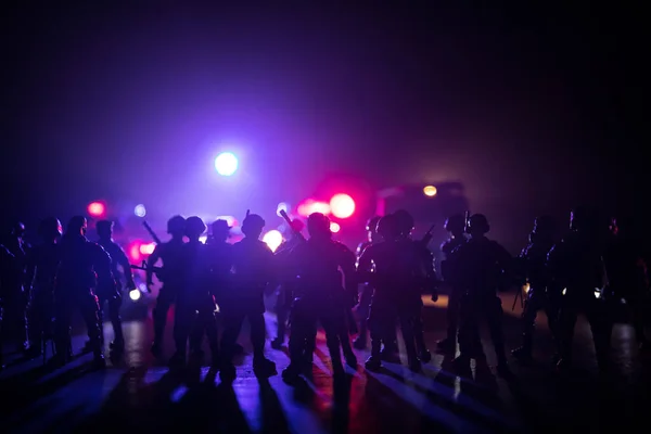 Police Émeute Donne Signal Être Prêt Concept Pouvoir Gouvernemental Parlez — Photo