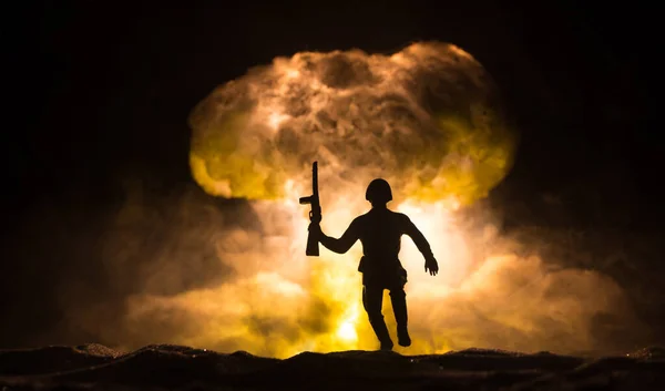 Conceito Guerra Nuclear Explosão Bomba Nuclear Decoração Arte Criativa Escuro — Fotografia de Stock