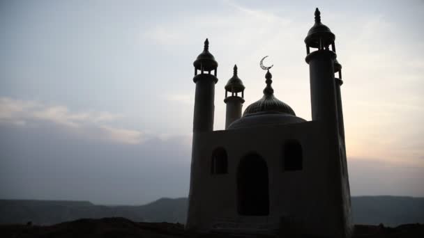 Ramadan Kareem Background Mesquita Realista Miniatura Foco Seletivo — Vídeo de Stock